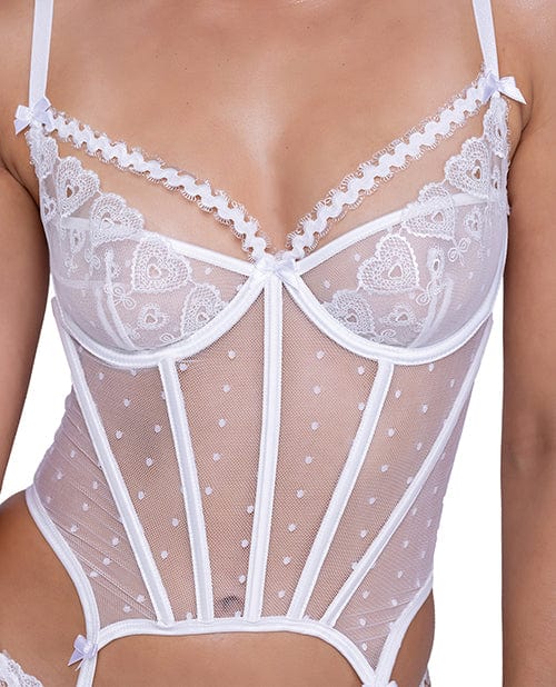 Roma Costume INC Forever Yours Embroidered Bustier &amp; Thong White Lingerie &amp; Costumes