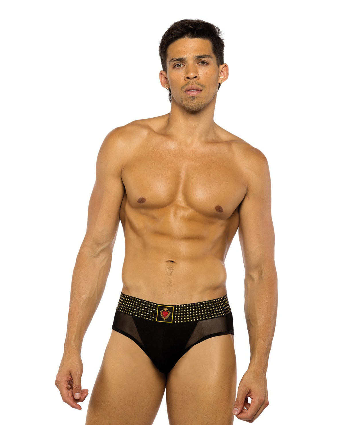 Sacred Heart Briefs with Studded Elastic Waist Band - Black