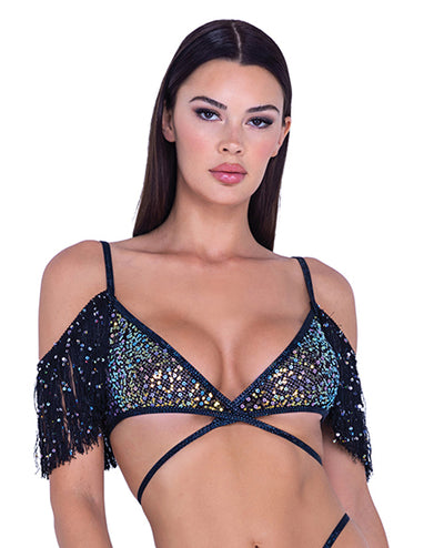 Roma Costume Sequin Fishnet Fringe Top - Black/Multi Lingerie & Costumes