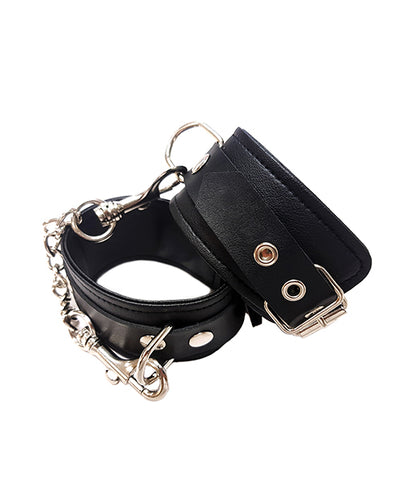 Rouge Rouge Fetish Play Vegan Leather Wrist Cuffs - Black Kink & BDSM