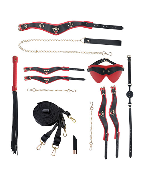 Shots America Shots Ouch! Milan Collection Bondage Kit with Bag - Black/Red Kink & BDSM