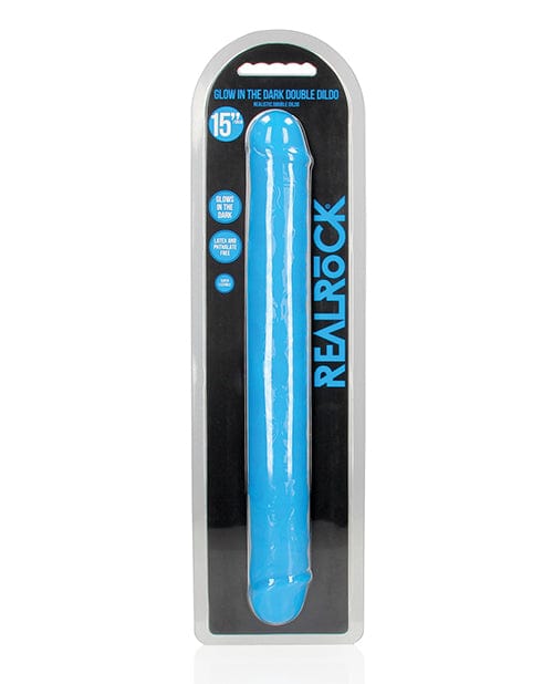 Shots America LLC Shots Realrock 15" Double Dong Glow In The Dark Neon Blue Dildos