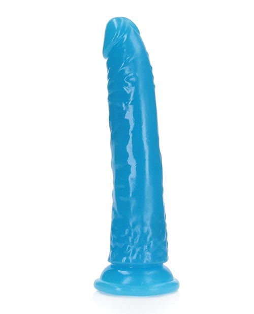 Shots America LLC Shots Realrock 7" Slim  Dildo Glow In The Dark - Neon Blue Dildos