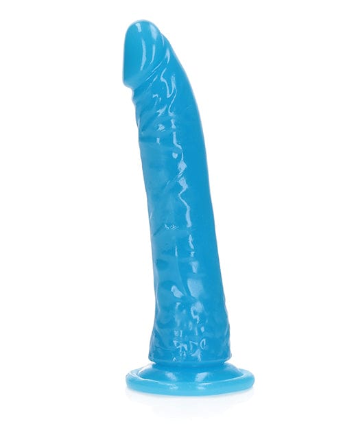 Shots America LLC Shots Realrock 7" Slim  Dildo Glow In The Dark - Neon Blue Dildos