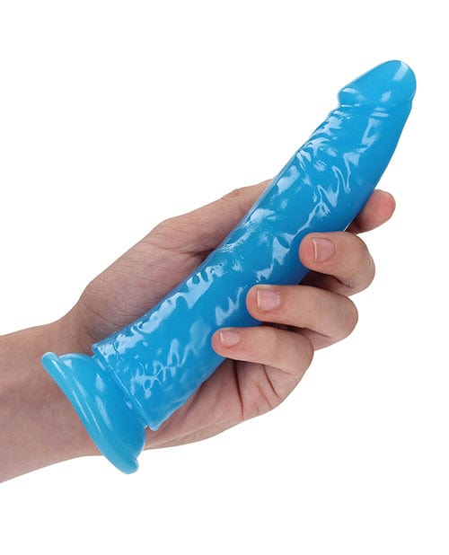 Shots America LLC Shots Realrock 7" Slim  Dildo Glow In The Dark - Neon Blue Dildos