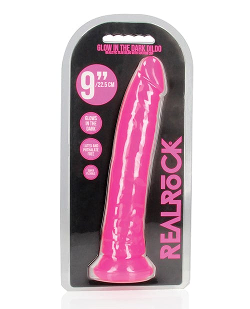 Shots America LLC Shots Realrock Slim Dildo Glow In The Dark Neon Pink / 9" Dildos