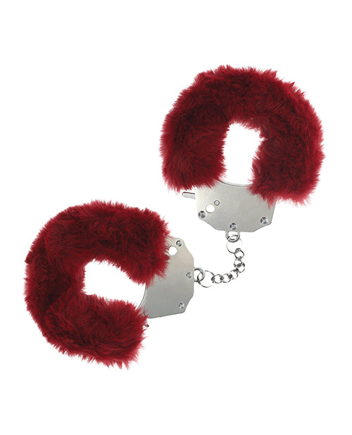 Shots America LLC Shots Ouch! Heavy-duty Fluffy Handcuffs Burgundy Kink &amp; BDSM