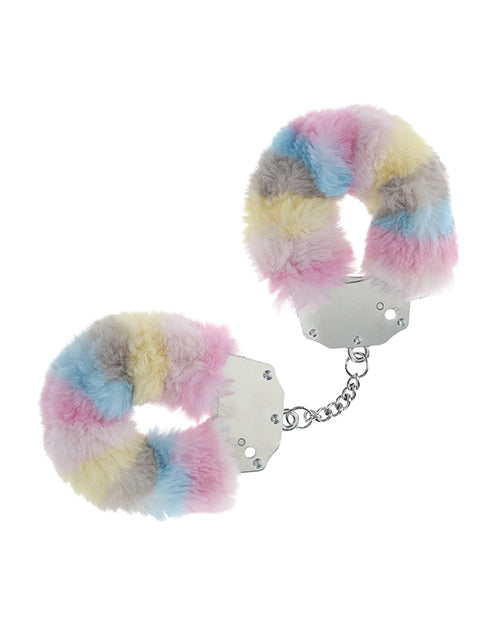 Shots America LLC Shots Ouch! Heavy-duty Fluffy Handcuffs Powder Rainbow Kink &amp; BDSM