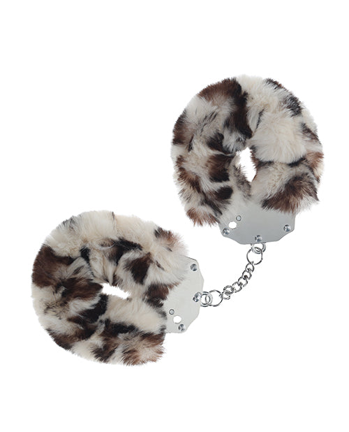 Shots America LLC Shots Ouch! Heavy-duty Fluffy Handcuffs Snow Leopard Kink & BDSM