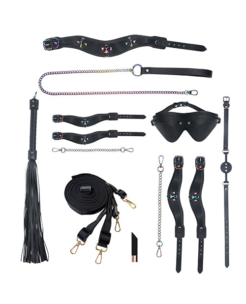 Shots Ouch! Venice Collection Bondage Kit with Bag - Black/Iridescent