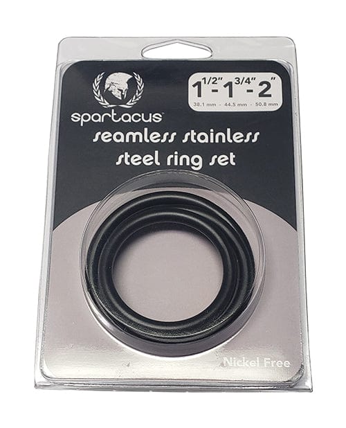 Spartacus Spartacus Seamless Stainless Steel C-ring - Black Pack Of 3 Penis Toys