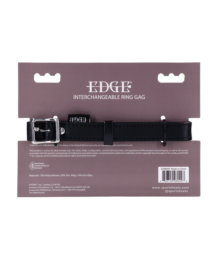 Sportsheets International Edge Interchangeable Ring Gag - Black Kink &amp; BDSM