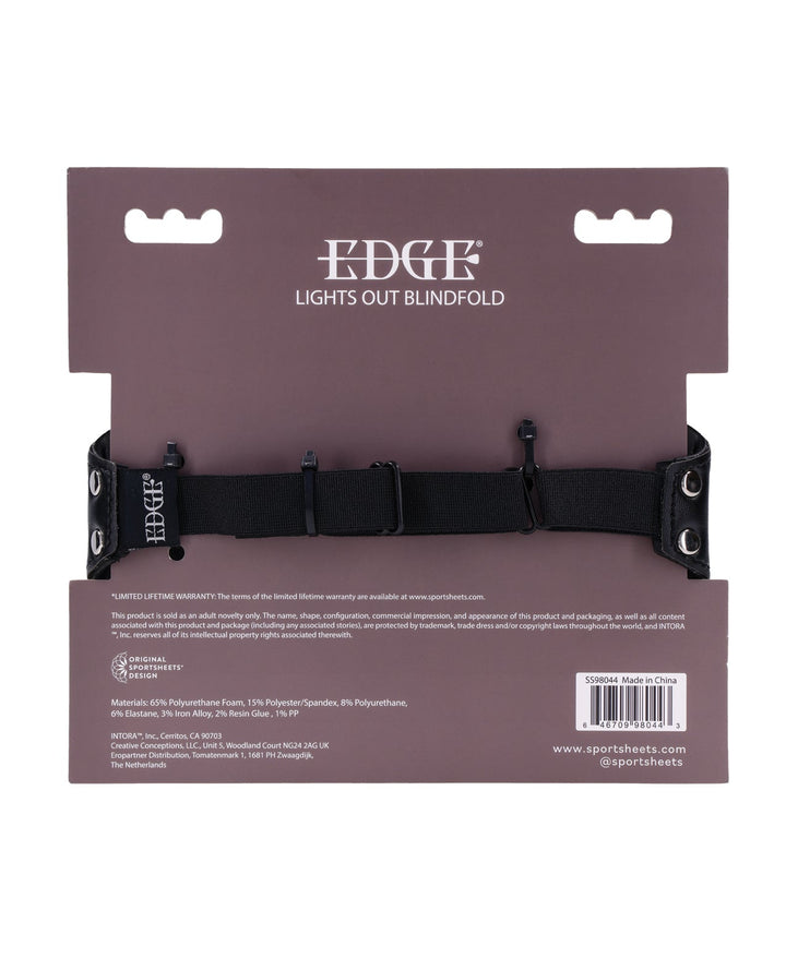 Sportsheets International Edge Lights Out Blindfold - Black Kink &amp; BDSM