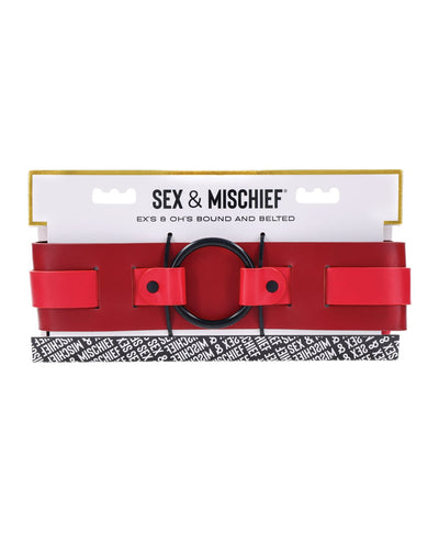 Sportsheets International Sex & Mischief Ex's & Oh's Bound & Belted - Red/Black Kink & BDSM