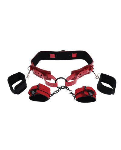 Sportsheets International Sex & Mischief Ex's & Oh's Bound & Belted - Red/Black Kink & BDSM