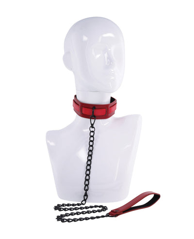 Sportsheets International Sex & Mischief Ex's & Oh's Collar & Leash - Red/Black Kink & BDSM