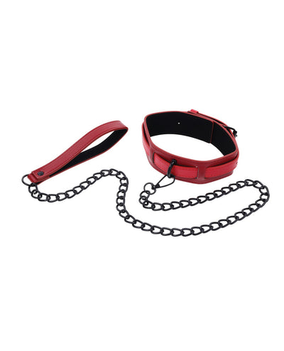 Sportsheets International Sex & Mischief Ex's & Oh's Collar & Leash - Red/Black Kink & BDSM