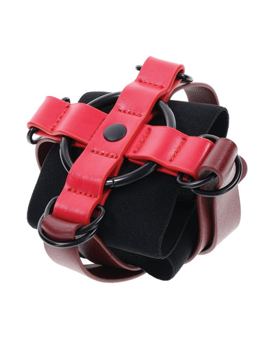 Sportsheets International Sex & Mischief Ex's & Oh's Cross Cuffs - Red/Black Kink & BDSM