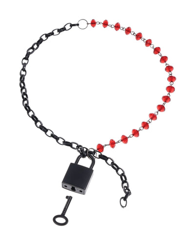 Sportsheets International Sex & Mischief Ex's & Oh's Crystal Day Collar - Red/Black Kink & BDSM