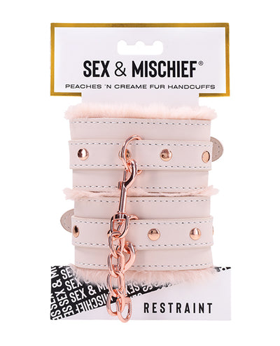 Sportsheets International Sex & Mischief Peaches 'n CreaMe Fur Handcuffs Kink & BDSM