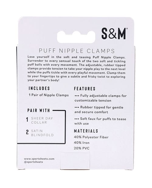 Sportsheets International Sex &amp; Mischief Puff Nipple Clamps Kink &amp; BDSM