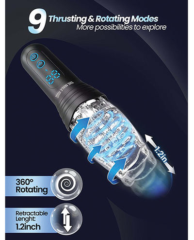 The Male Rose The Male Rose Pro Thrusting Rotating & Vibrating 3D Masturbator - Black Penis Toys