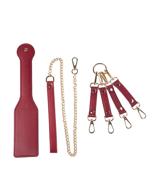 Uc Global Trade INChoney Play B Kinky Play Box Red Passion 8 pc Set Bondage Kit - Red Kink & BDSM