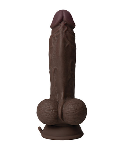 Vvole Shaft Flexskin Liquid Silicone 7.5" Vibrating Dong w/Balls - Mahogany Dildos