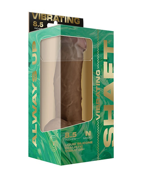 Vvole Shaft Flexskin Liquid Silicone 8.5" Vibrating Side Curve Dong w/Balls - Oak Dildos