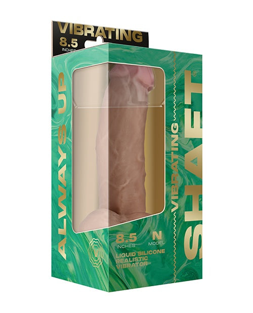 Vvole Shaft Flexskin Liquid Silicone 8.5" Vibrating Side Curve Dong w/Balls - Pine Dildos