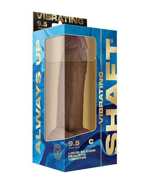 Vvole Shaft Flexskin Liquid Silicone 9.5" Vibrating Curved Dong w/Balls - Oak Dildos
