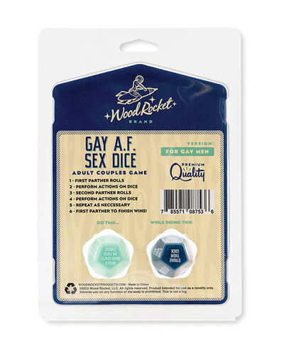 Wood Rocket Wood Rocket Gay AF Gay Men Couples Sex Dice Game - Blue More