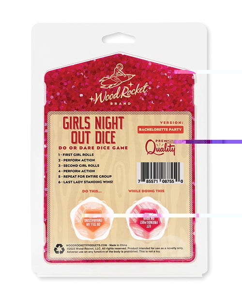 Wood Rocket Wood Rocket Girls Night Out Do Or Dare Dice Game - Red More