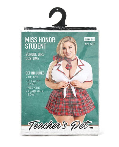 Xgen Teacher's Pet Ms Honor Student School Girl Tie Top, Pleated Skirt, Neck Tie & Hair Bow Red Lingerie & Costumes