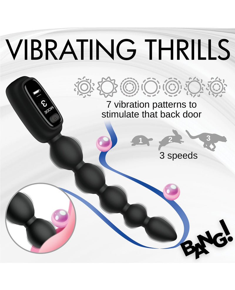 XR Brands Bang! Digital Silicone Anal Beads - Black Anal Toys