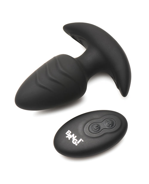 XR Brands Bang! Rotating &amp; Vibrating Tapered Butt Plug with Remote - Black Anal Toys