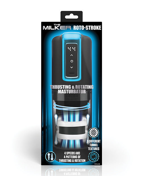 XR Brands The Milker Roto-Stroke Thrusting &amp; Rotating Masturbator - Black Penis Toys
