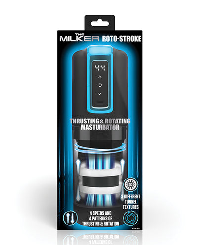 XR Brands The Milker Roto-Stroke Thrusting & Rotating Masturbator - Black Penis Toys