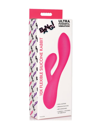 XR Brands Bang! 10X Flexible Silicone Rabbit Pink Vibrators