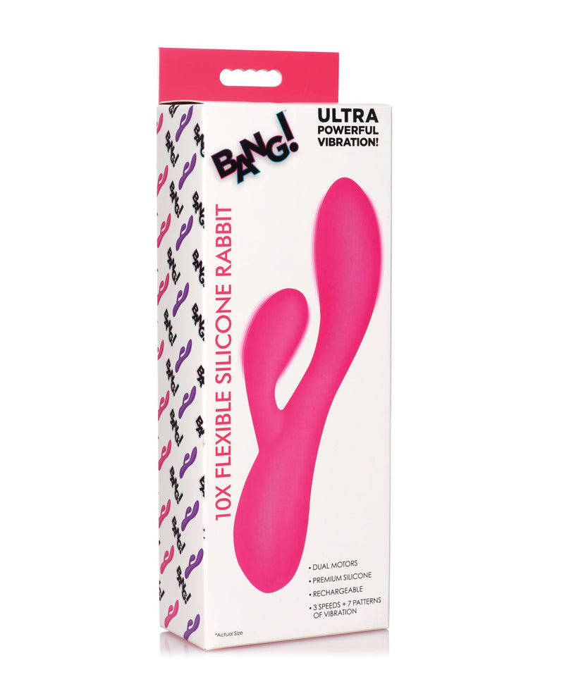 XR Brands Bang! 10X Flexible Silicone Rabbit Pink Vibrators