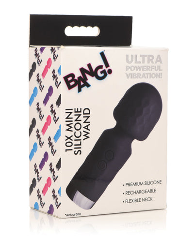 XR Brands Bang! 10X Mini Silicone Wand Black Vibrators