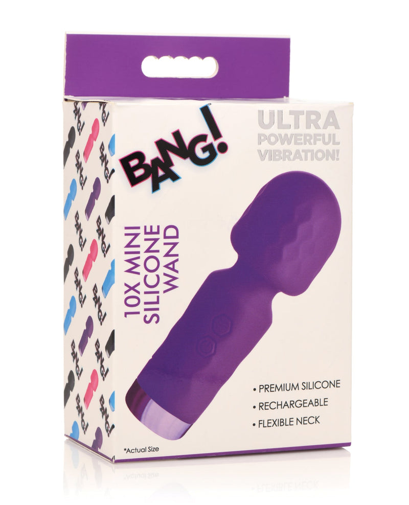 XR Brands Bang! 10X Mini Silicone Wand Purple Vibrators