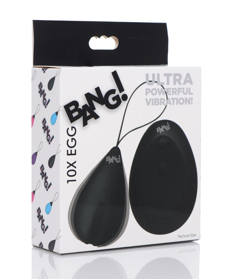 XR Brands Bang! 10X Silicone Vibrating Egg Black Vibrators