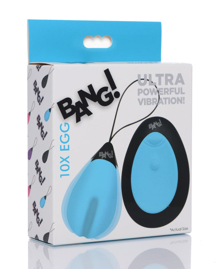 XR Brands Bang! 10X Silicone Vibrating Egg Blue Vibrators