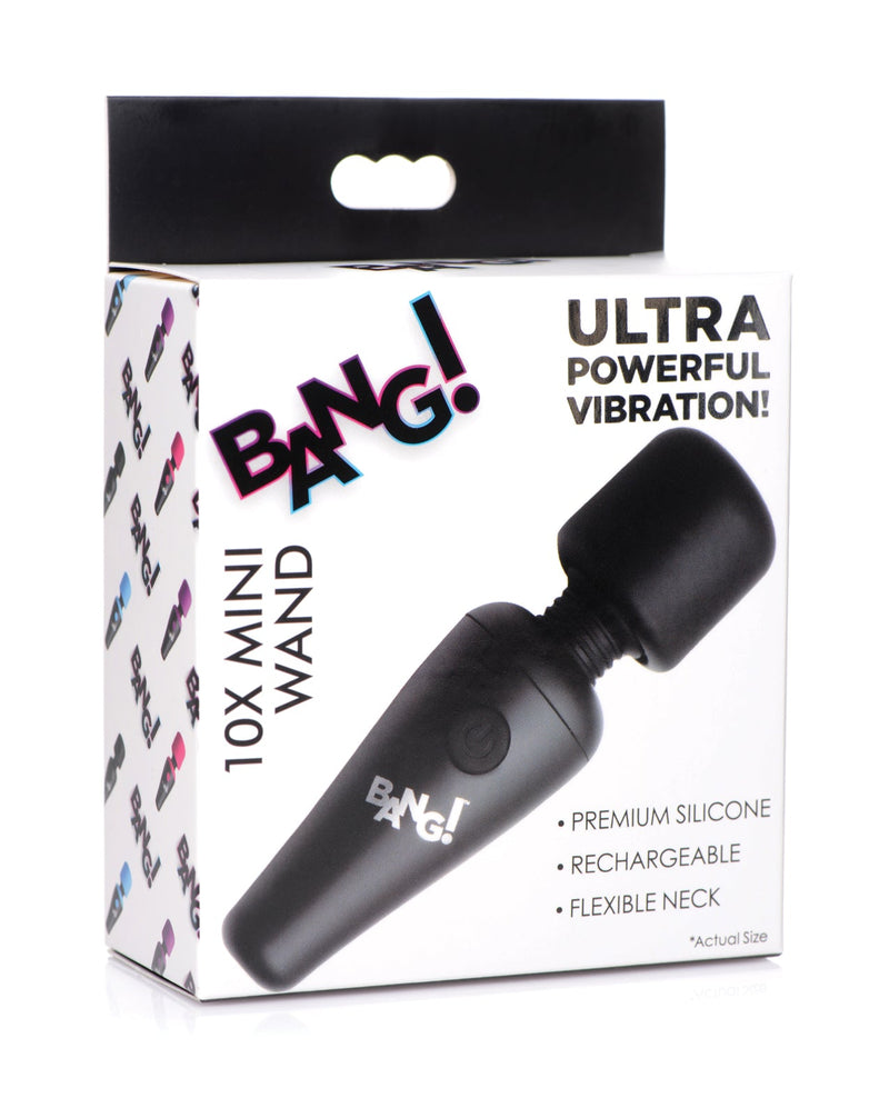 XR Brands Bang! 10X Vibrating Mini Silicone Wand Black Vibrators