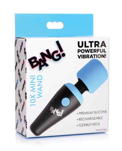 XR Brands Bang! 10X Vibrating Mini Silicone Wand Blue Vibrators