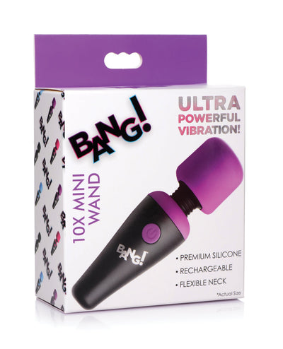 XR Brands Bang! 10X Vibrating Mini Silicone Wand Purple Vibrators