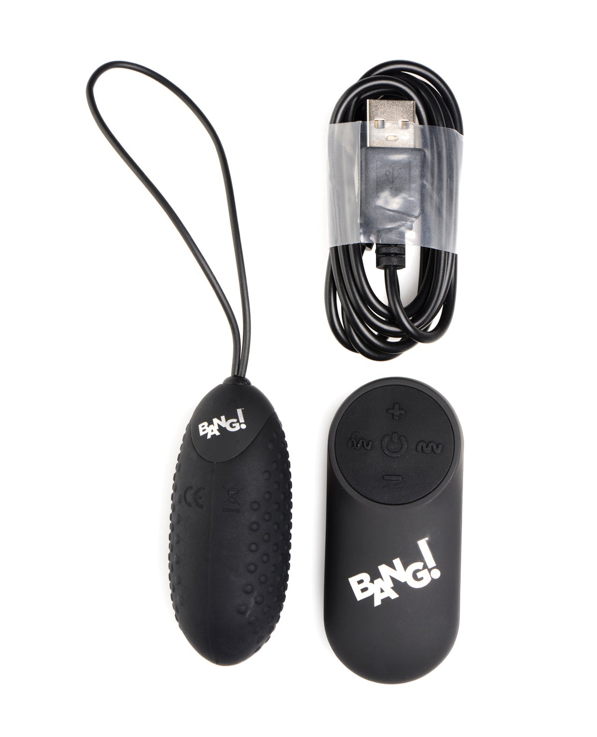 Bang! 28X Nubbed Silicone Egg with Remote Control - Black