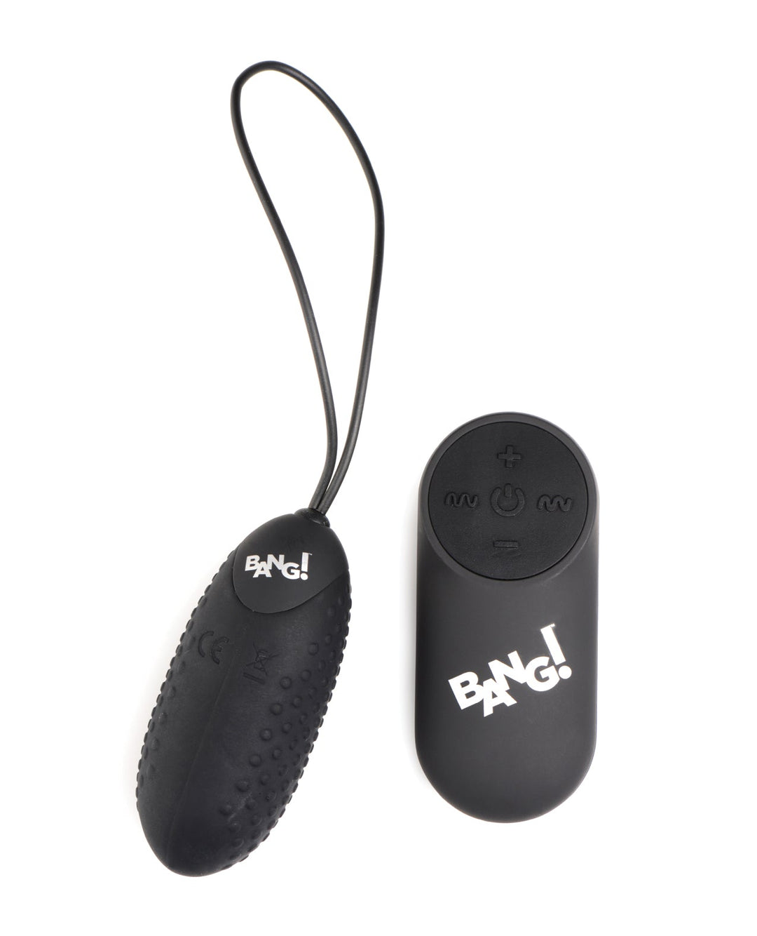 XR Brands Bang! 28X Nubbed Silicone Egg with Remote Control - Black Vibrators