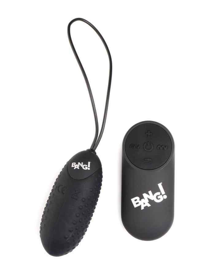 XR Brands Bang! 28X Nubbed Silicone Egg with Remote Control - Black Vibrators